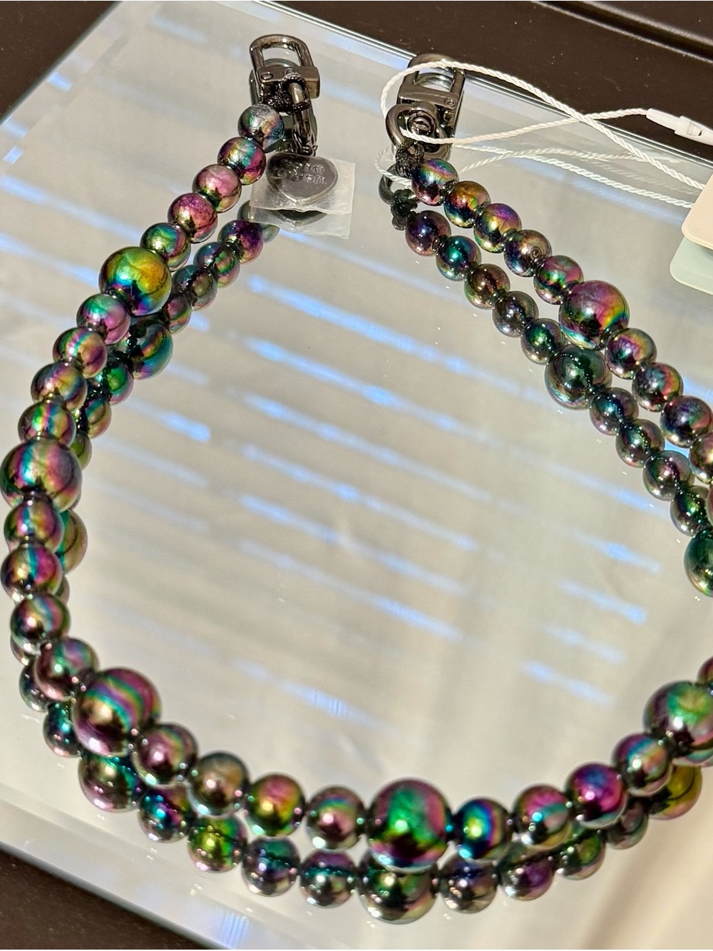 Gold Blush Oil Slick Pearls Bag Chain BNWT